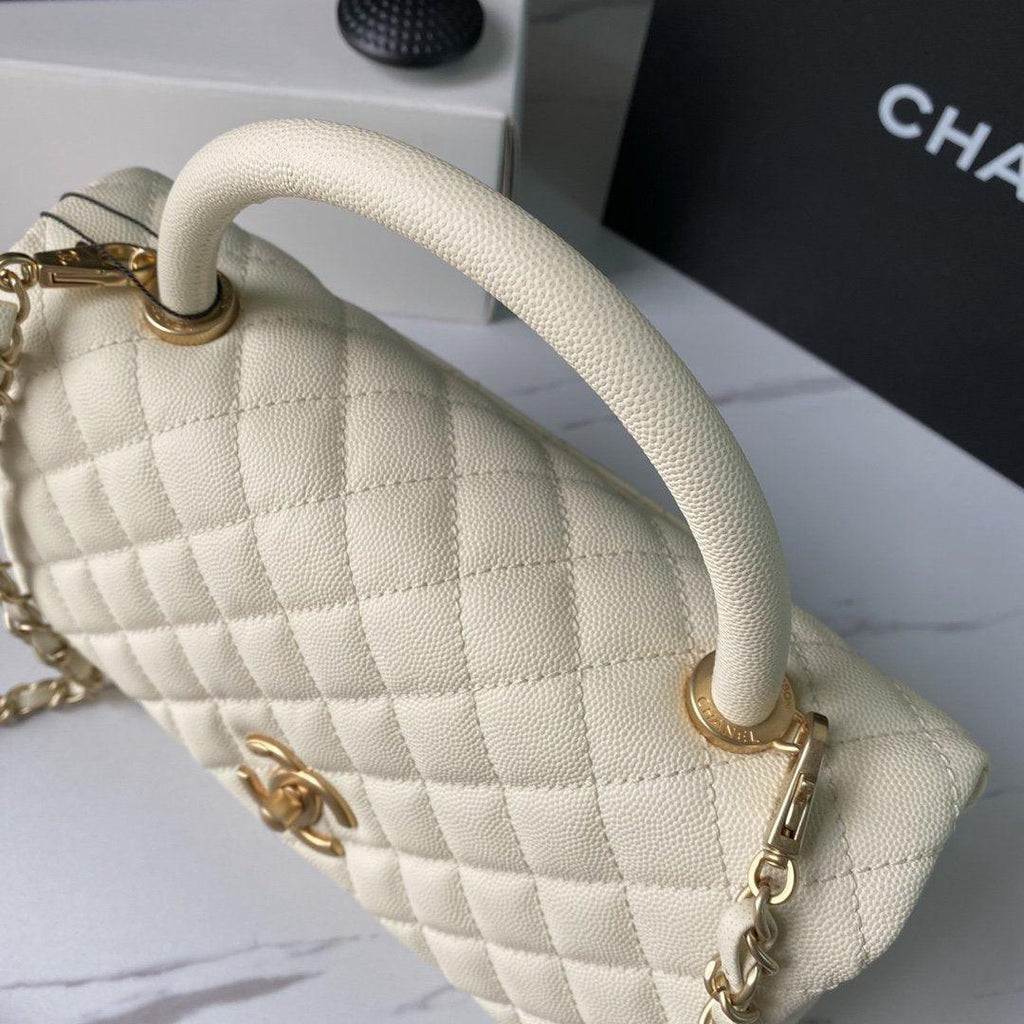 Chanel Trendy CC Flap Bag White Quilted with Top Handle