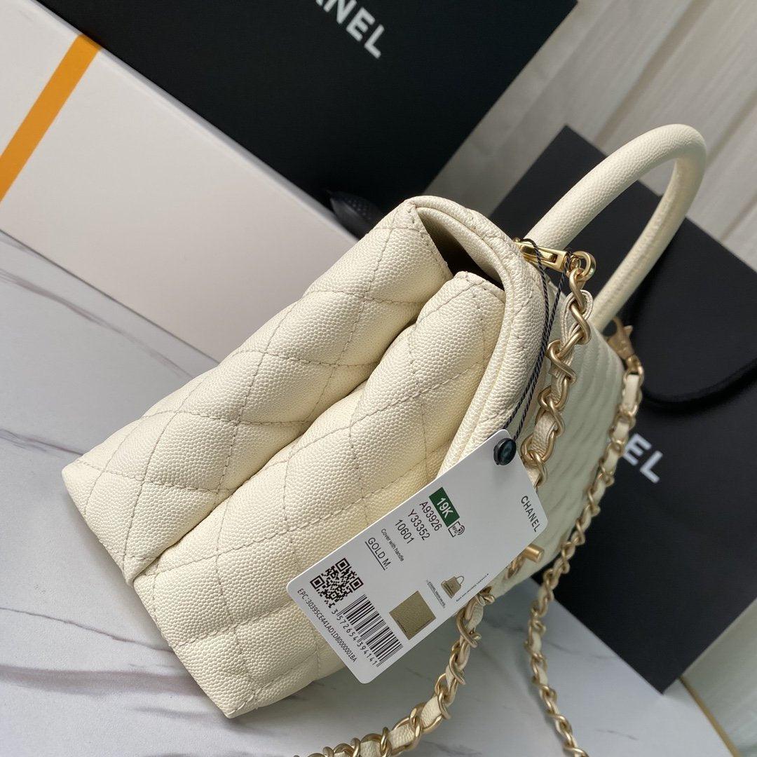 Chanel Trendy CC Flap Bag White Quilted with Top Handle