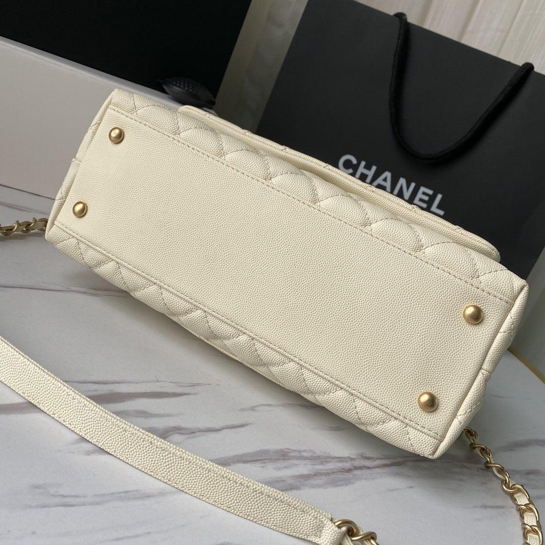 Chanel Trendy CC Flap Bag White Quilted with Top Handle