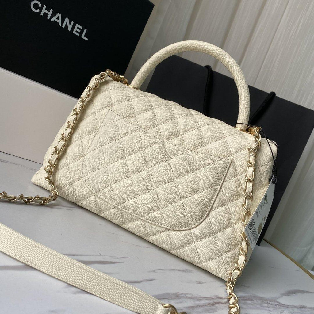 Chanel Trendy CC Flap Bag White Quilted with Top Handle