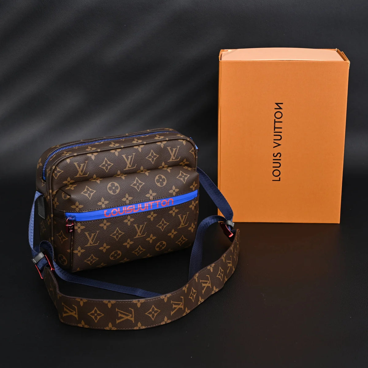 Louis Vuitton Trio Messenger Bag Monogram Canvas Blue Strap Crossbody Pouch