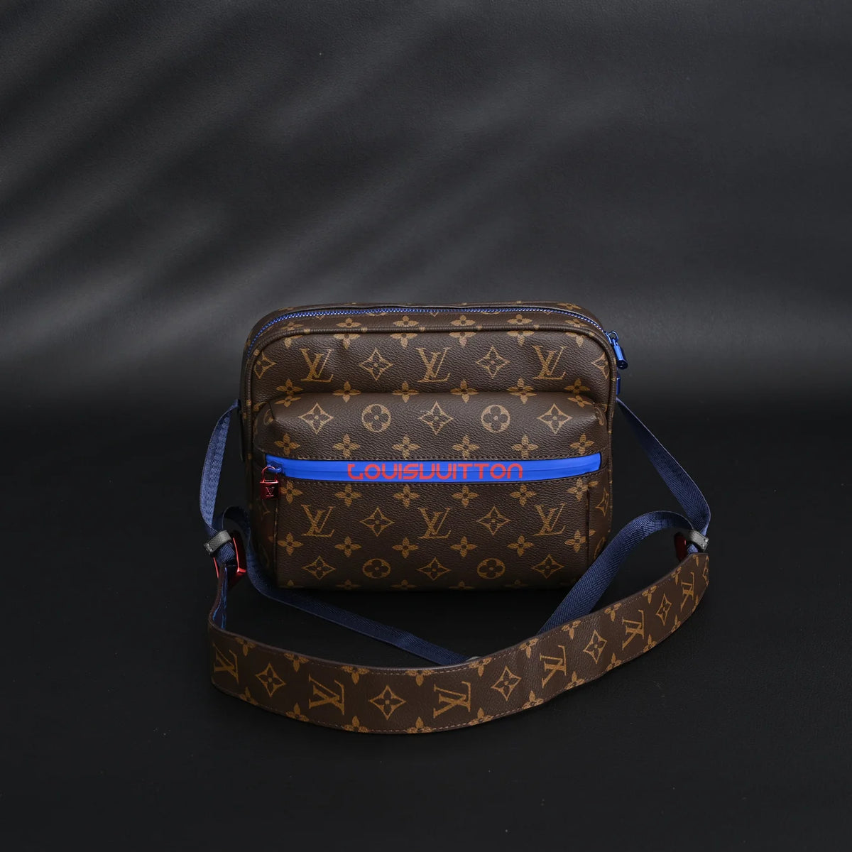 Louis Vuitton Trio Messenger Bag Monogram Canvas Blue Strap Crossbody Pouch