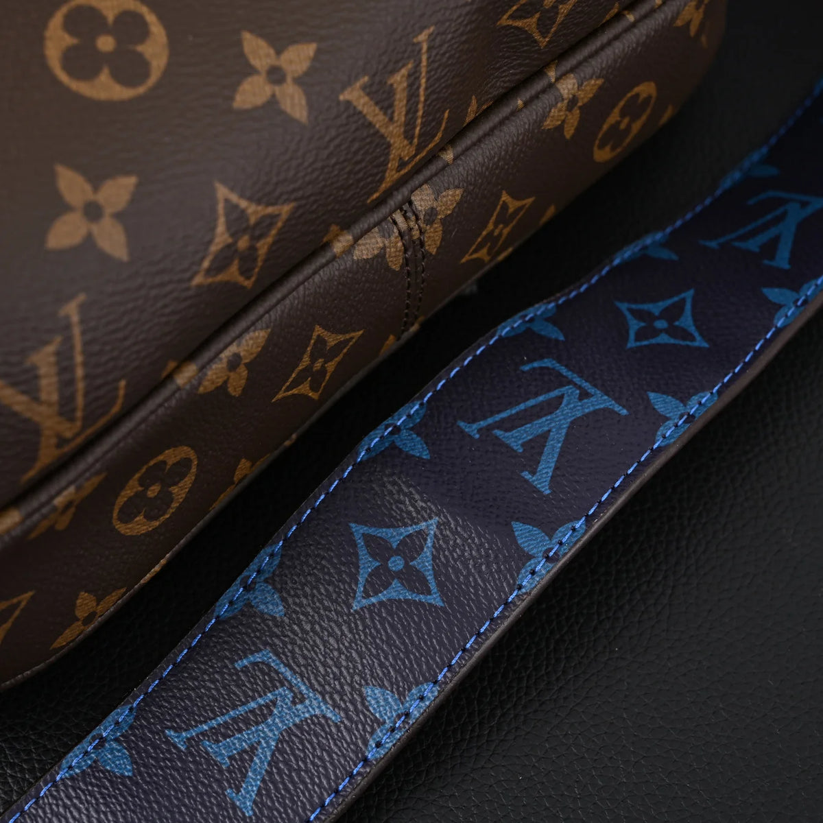 Louis Vuitton Trio Messenger Bag Monogram Canvas Blue Strap Crossbody Pouch