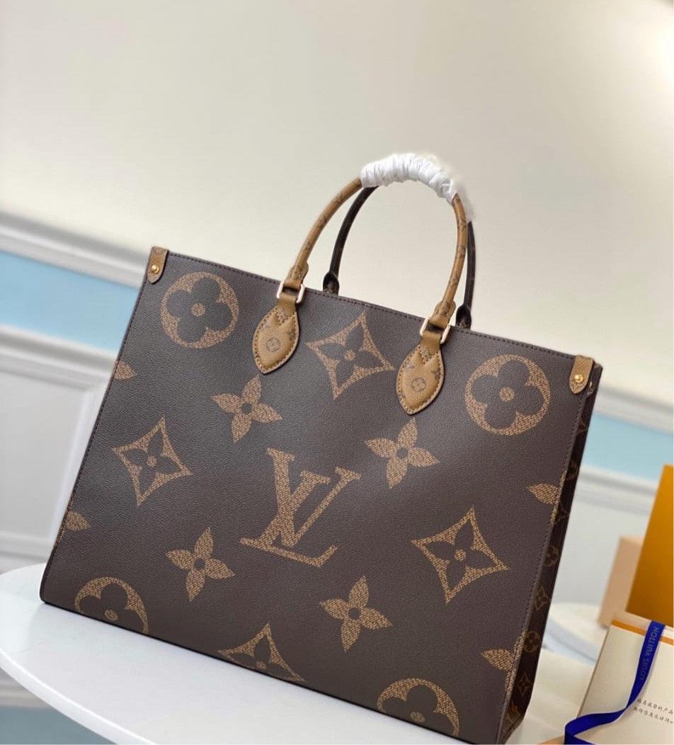 Louis Vuitton Onthego GM Tote Bag Monogram Giant Reverse Canvas Shoulder